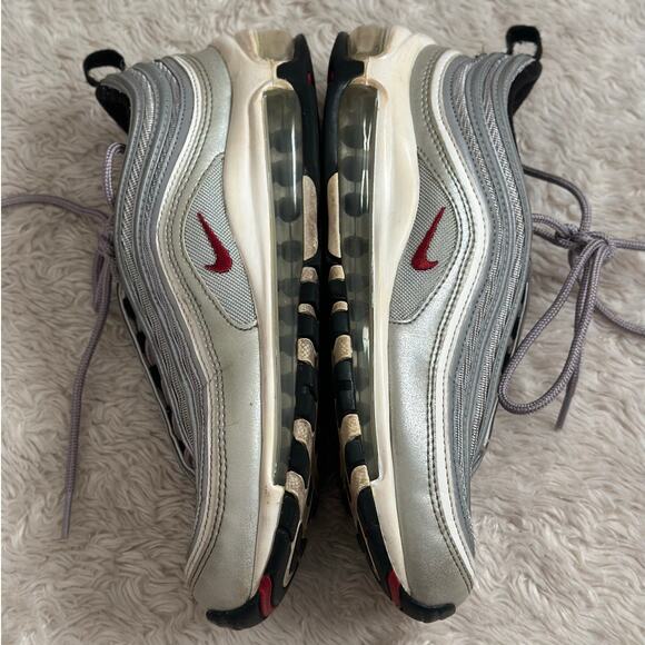 Women's Size 8 Nike Air Max 97 OG QS Silver Bullet Metallic Silver 885691-001 - Picture 1 of 8